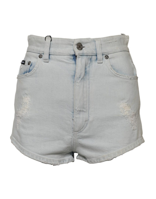Dolce & Gabbana Light Blue Washed Denim Cotton Hot Pants Shorts Dolce & Gabbana