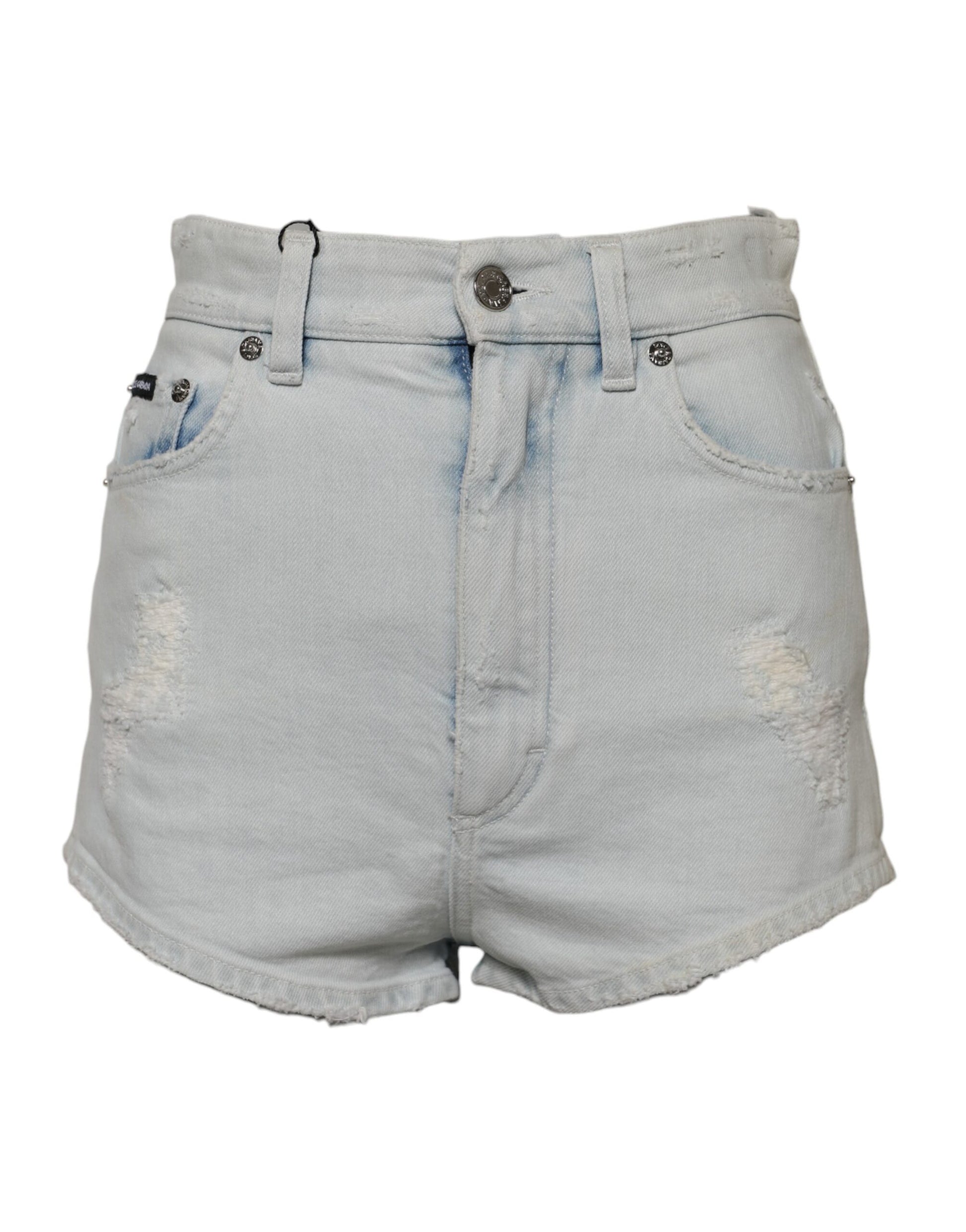 Dolce & Gabbana Light Blue Washed Denim Cotton Hot Pants Shorts Dolce & Gabbana