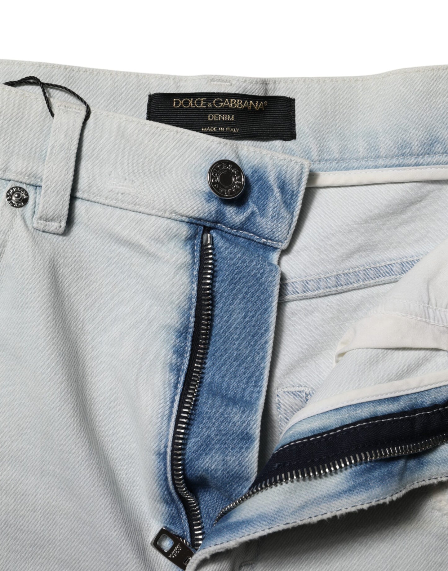 Dolce & Gabbana Light Blue Washed Denim Cotton Hot Pants Shorts Dolce & Gabbana