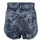 Dolce & Gabbana Blue Floral Print Denim Cotton Hot Pants Shorts
