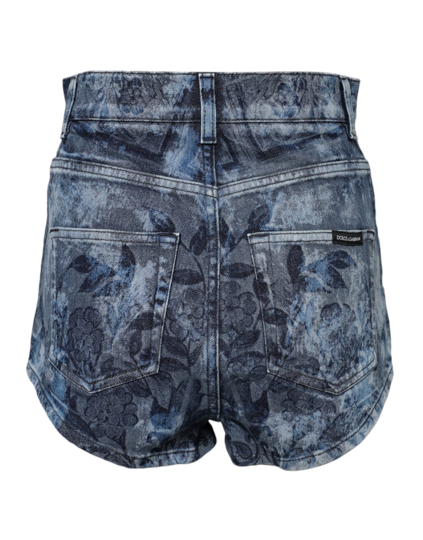 Dolce & Gabbana Blue Floral Print Denim Cotton Hot Pants Shorts Dolce & Gabbana
