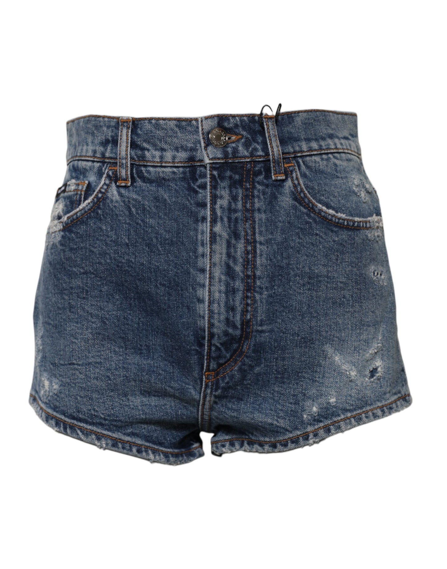 Dolce & Gabbana Blue Tattered Denim Cotton Hot Pants Shorts Dolce & Gabbana
