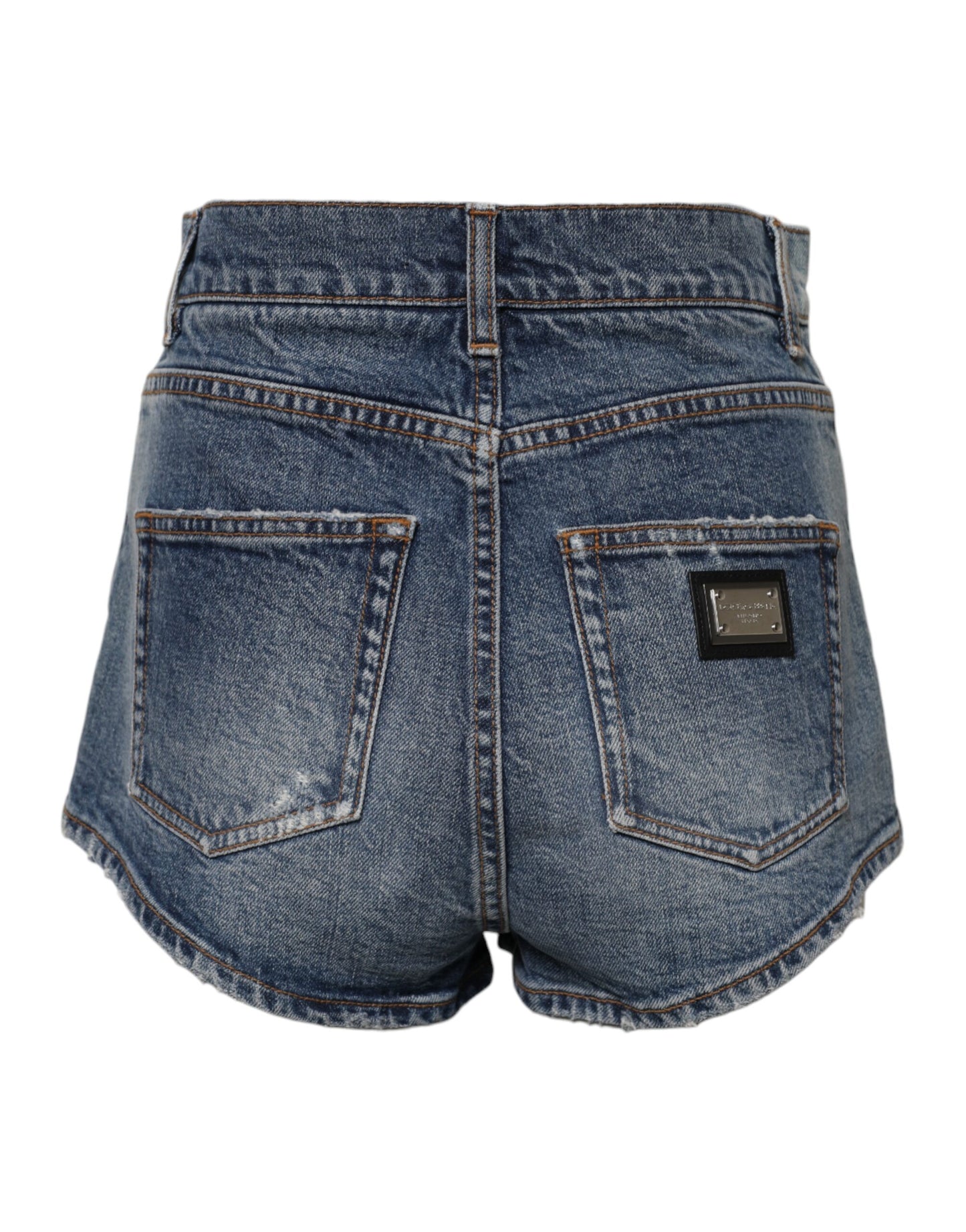 Dolce & Gabbana Blue Tattered Denim Cotton Hot Pants Shorts Dolce & Gabbana