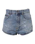 Dolce & Gabbana Blue Logo Plaque Denim Cotton Hot Pants Shorts - Eljoys Fashion 