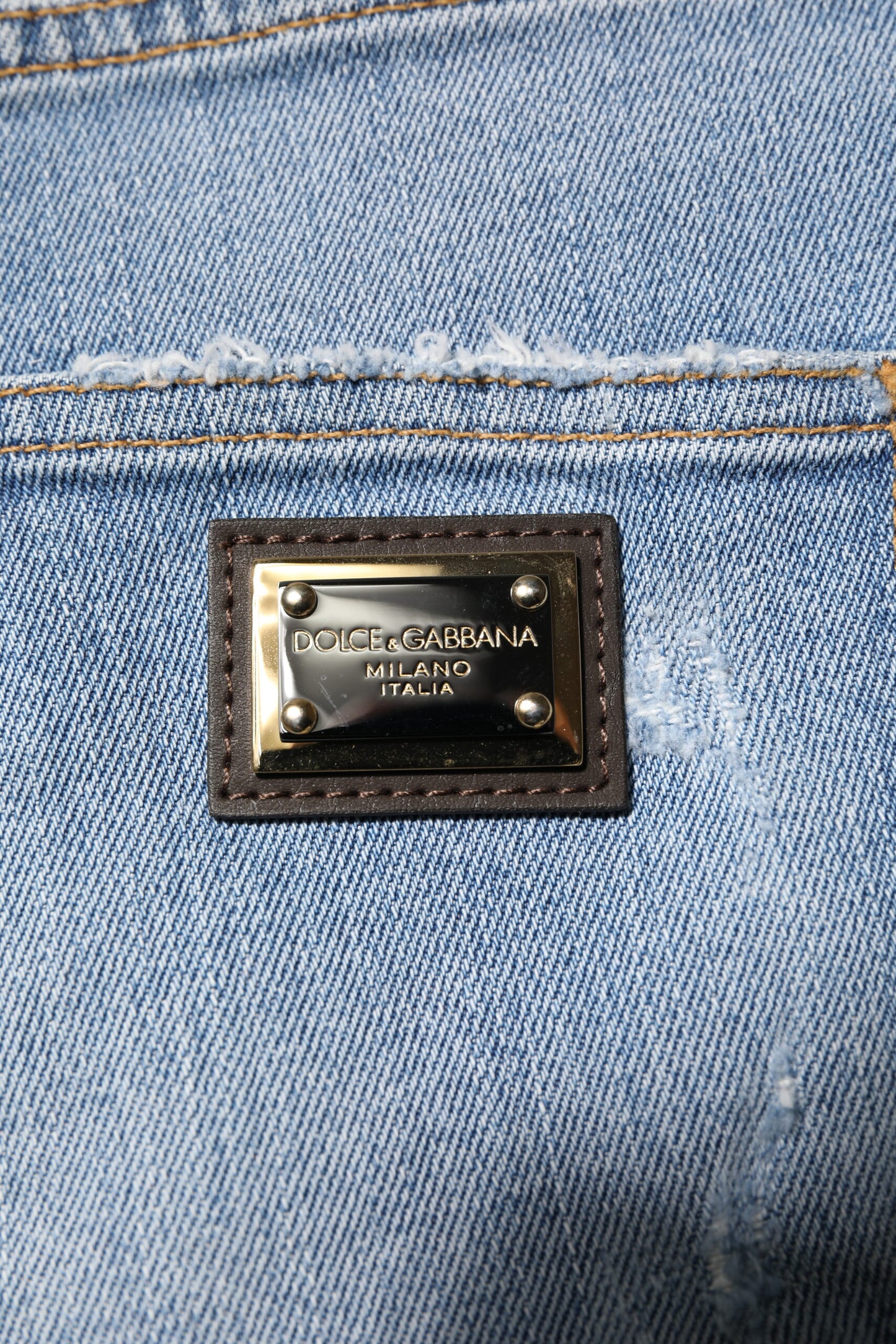 Dolce & Gabbana Blue Tattered Denim Cotton Hot Pants Shorts Dolce & Gabbana