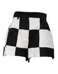 Dolce & Gabbana Black White Floral Brocade Hot Pants Shorts