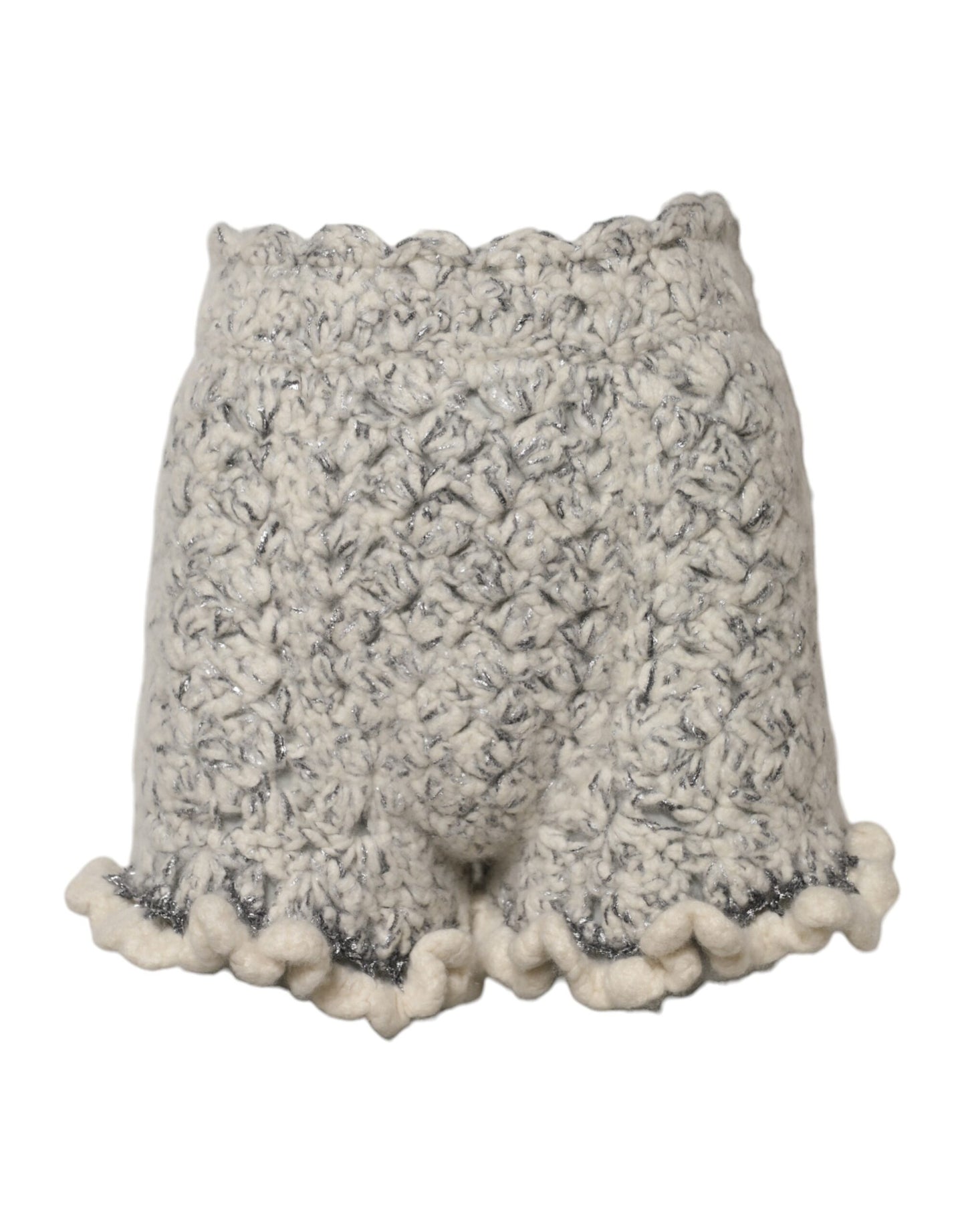 Dolce & Gabbana Metallic Bouclé Knit Cashmere Ruffled Shorts Dolce & Gabbana