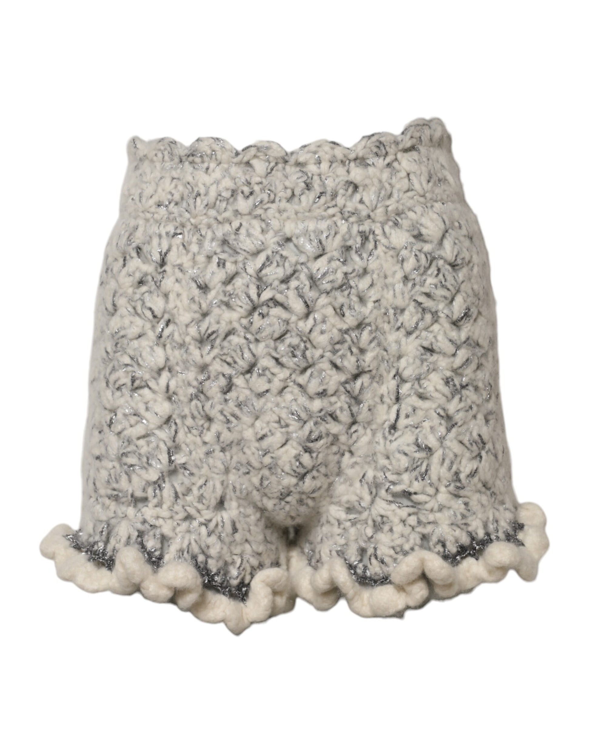 Dolce & Gabbana Metallic Bouclé Knit Cashmere Ruffled Shorts Dolce & Gabbana