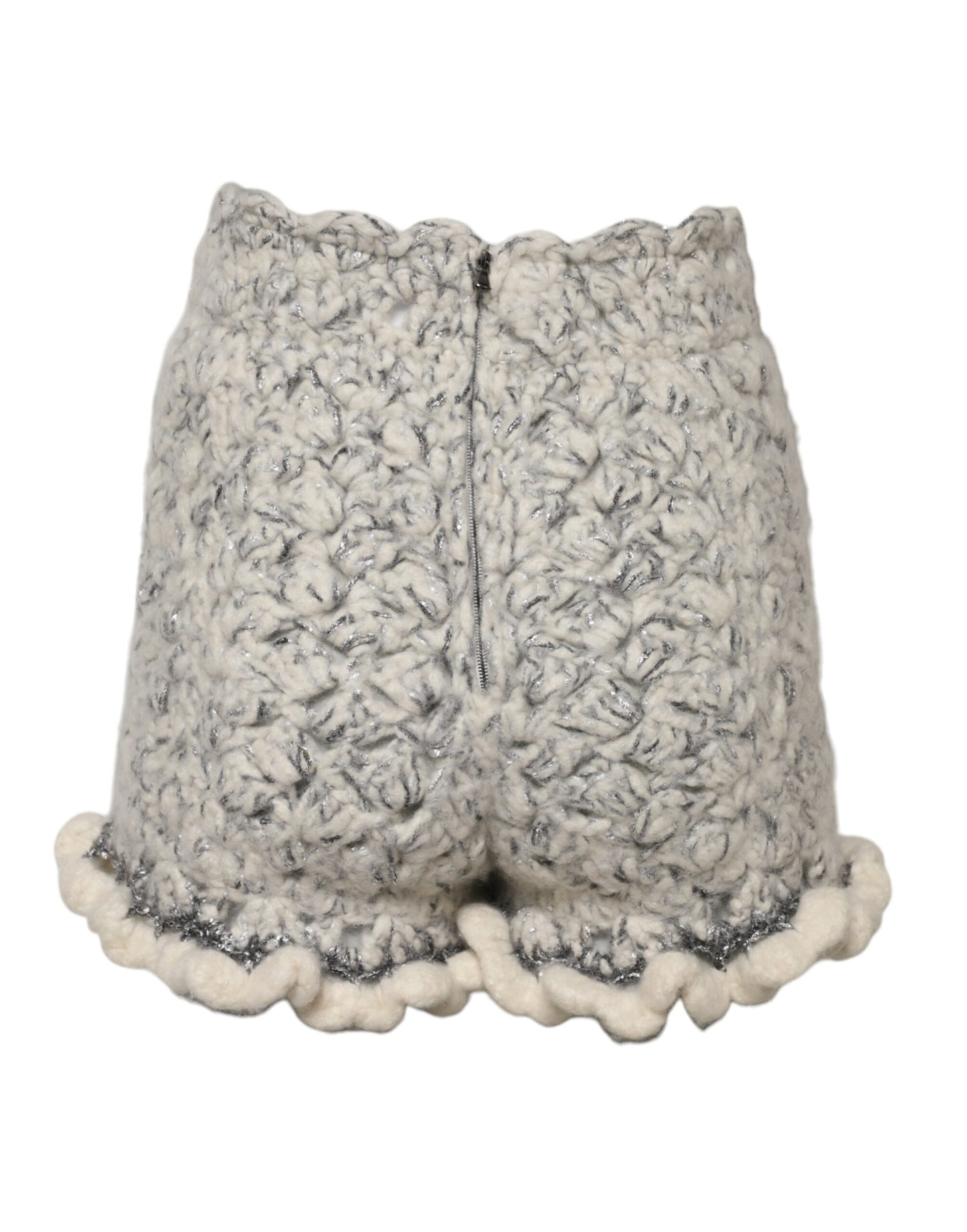Dolce & Gabbana Metallic Bouclé Knit Cashmere Ruffled Shorts Dolce & Gabbana