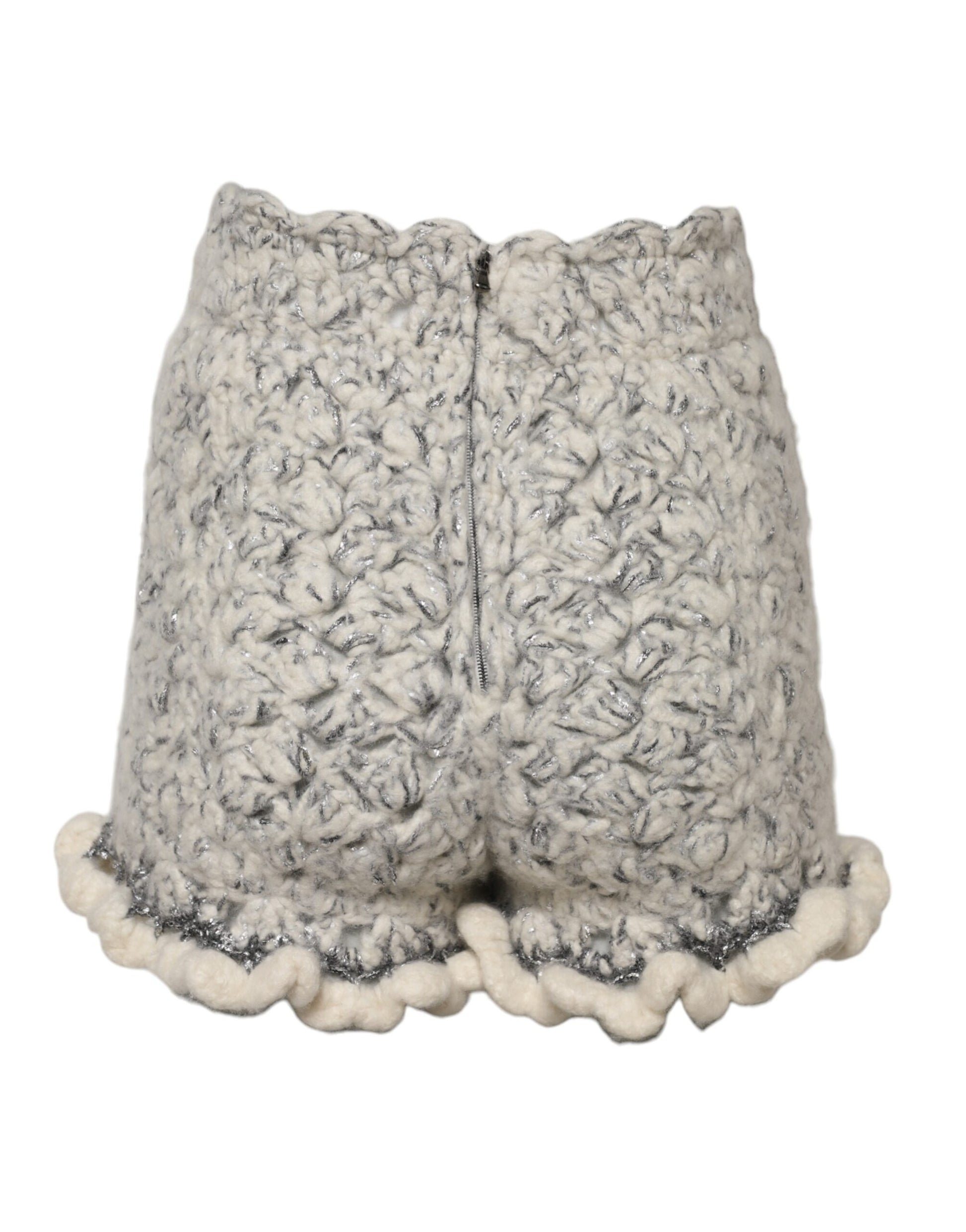 Dolce & Gabbana Metallic Bouclé Knit Cashmere Ruffled Shorts Dolce & Gabbana