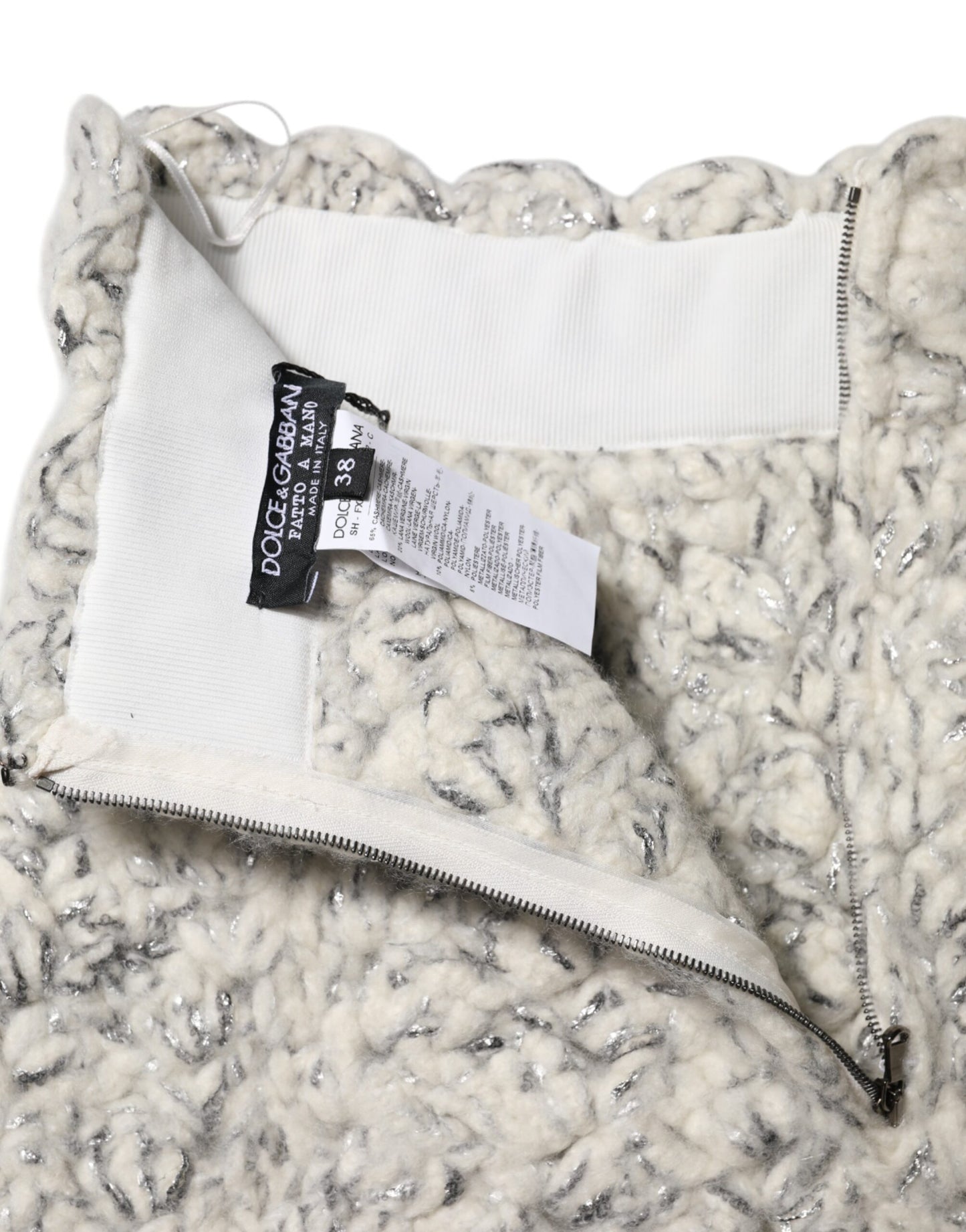 Dolce & Gabbana Metallic Bouclé Knit Cashmere Ruffled Shorts Dolce & Gabbana