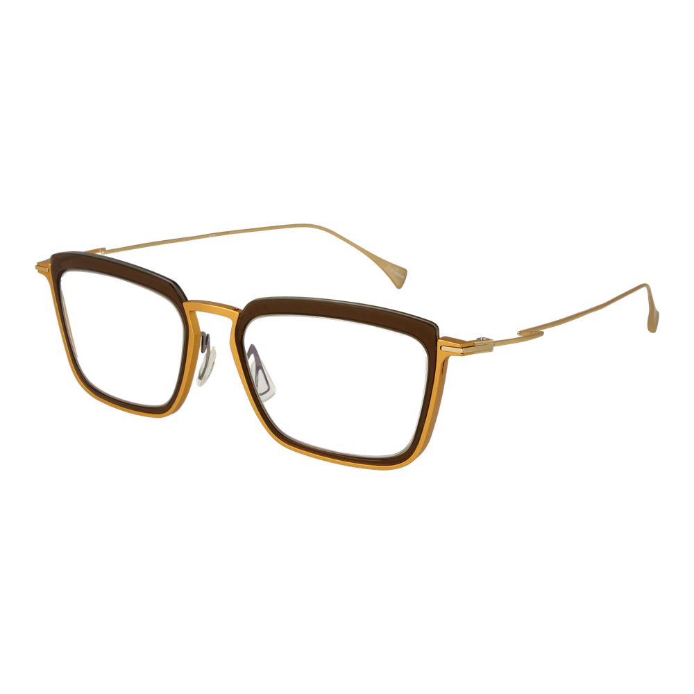 Yohji Yamamoto gold metal glasses frames with sleek design and clear lenses, stylish eyewear for a modern look.