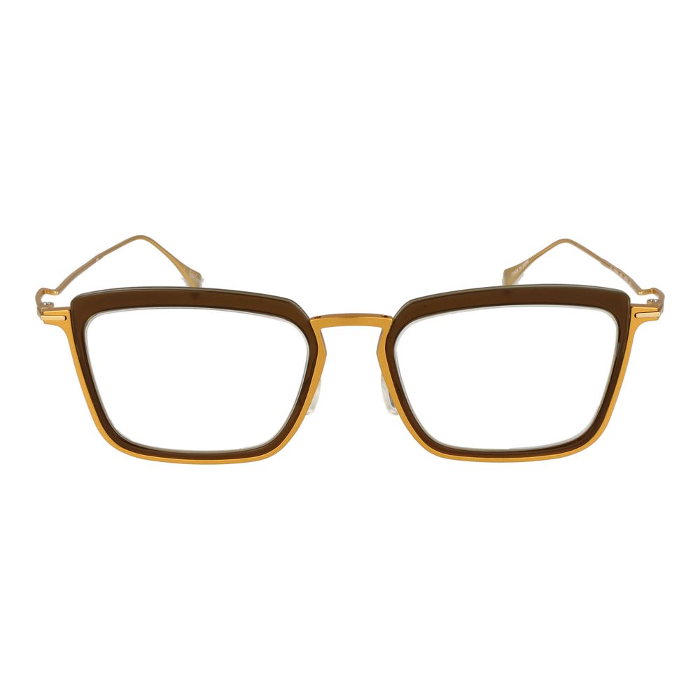 Yohji Yamamoto gold metal glasses frames with sleek design and clear lenses, stylish eyewear for modern fashion.