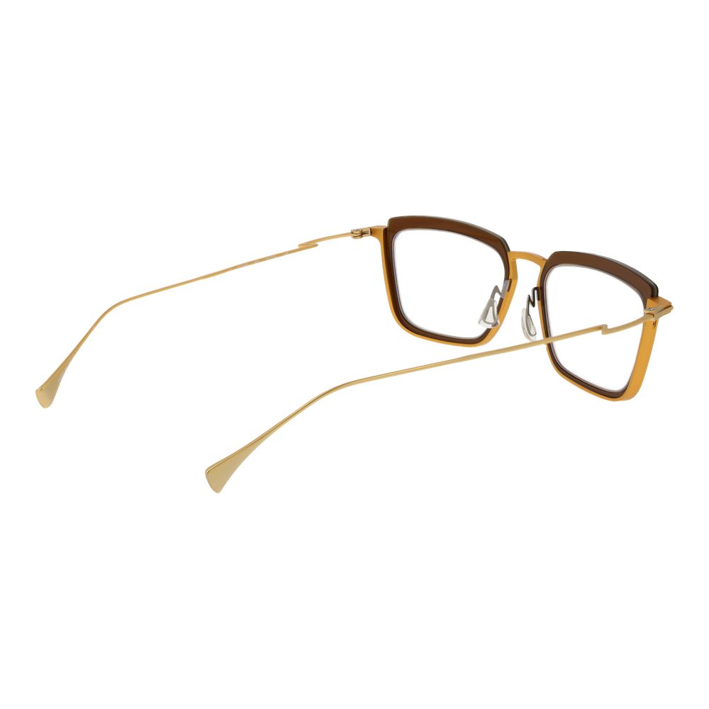Yohji Yamamoto gold metal glasses frames with sleek design and clear lenses, stylish eyewear for a modern, fashionable look.