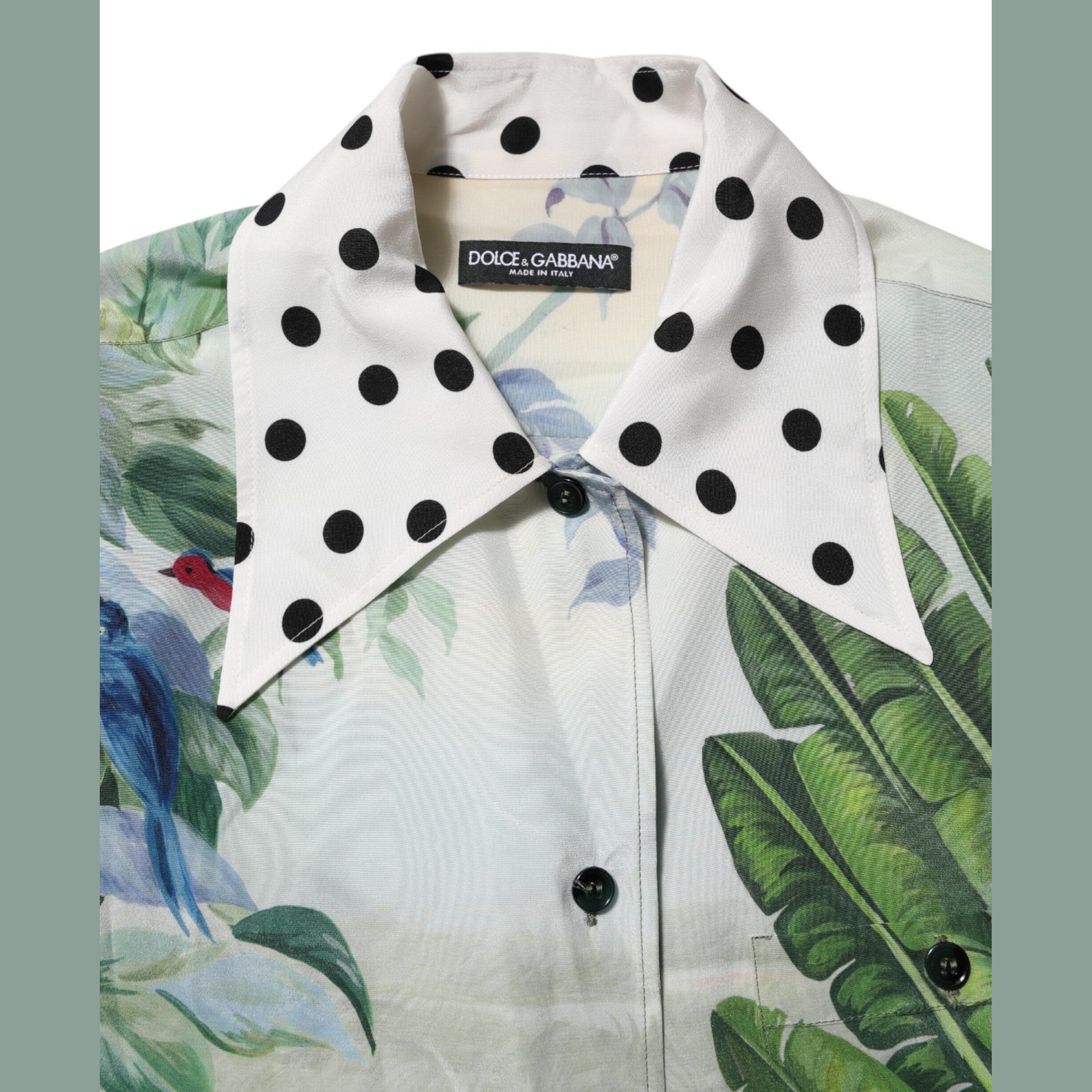 Dolce & Gabbana Multicolor Printed Silk Collared Shirt Top