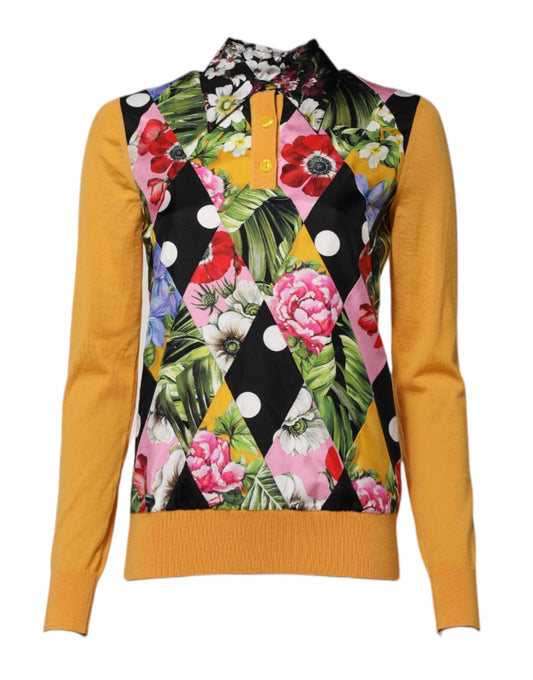 Dolce & Gabbana Multicolor Floral Long Sleeves Polo Top Dolce & Gabbana
