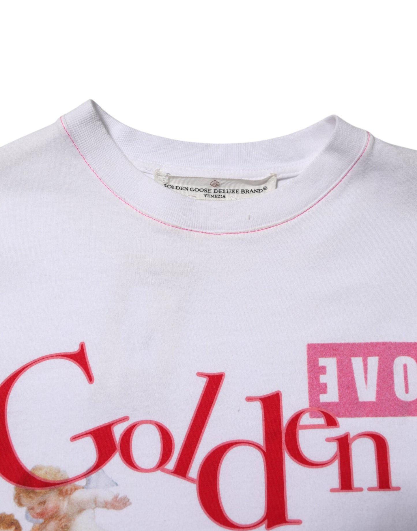 Golden Goose White Printed Round Neck T-shirt Golden Goose