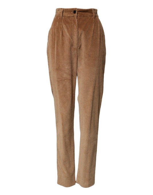 Dolce & Gabbana Brown Cotton Corduroy Tapered Pants Dolce & Gabbana