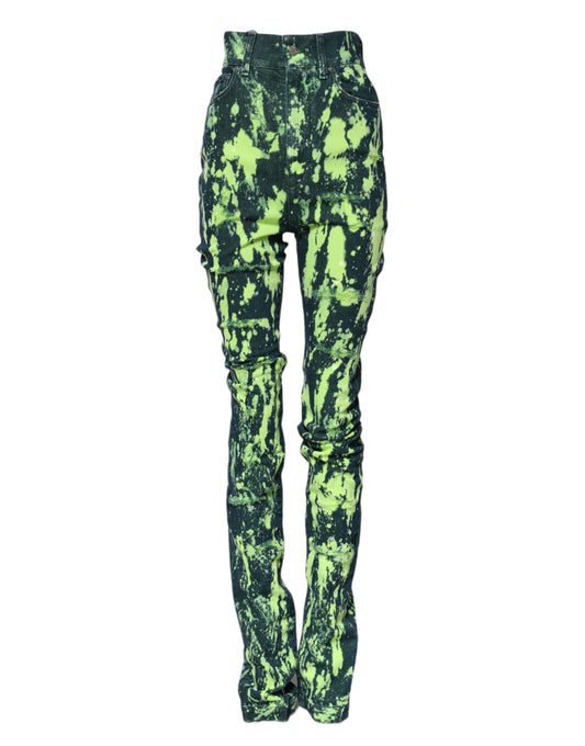 Dolce & Gabbana Green Color Splash High Waist Denim Jeans Dolce & Gabbana