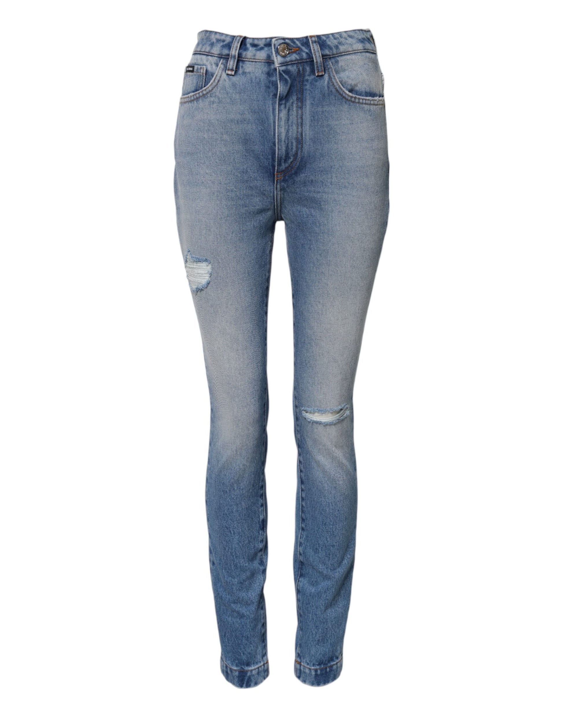 Dolce & Gabbana Blue Washed Skinny High Waist Denim Jeans Dolce & Gabbana