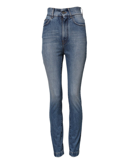 Dolce & Gabbana Blue Washed Skinny High Waist Denim Jeans Dolce & Gabbana