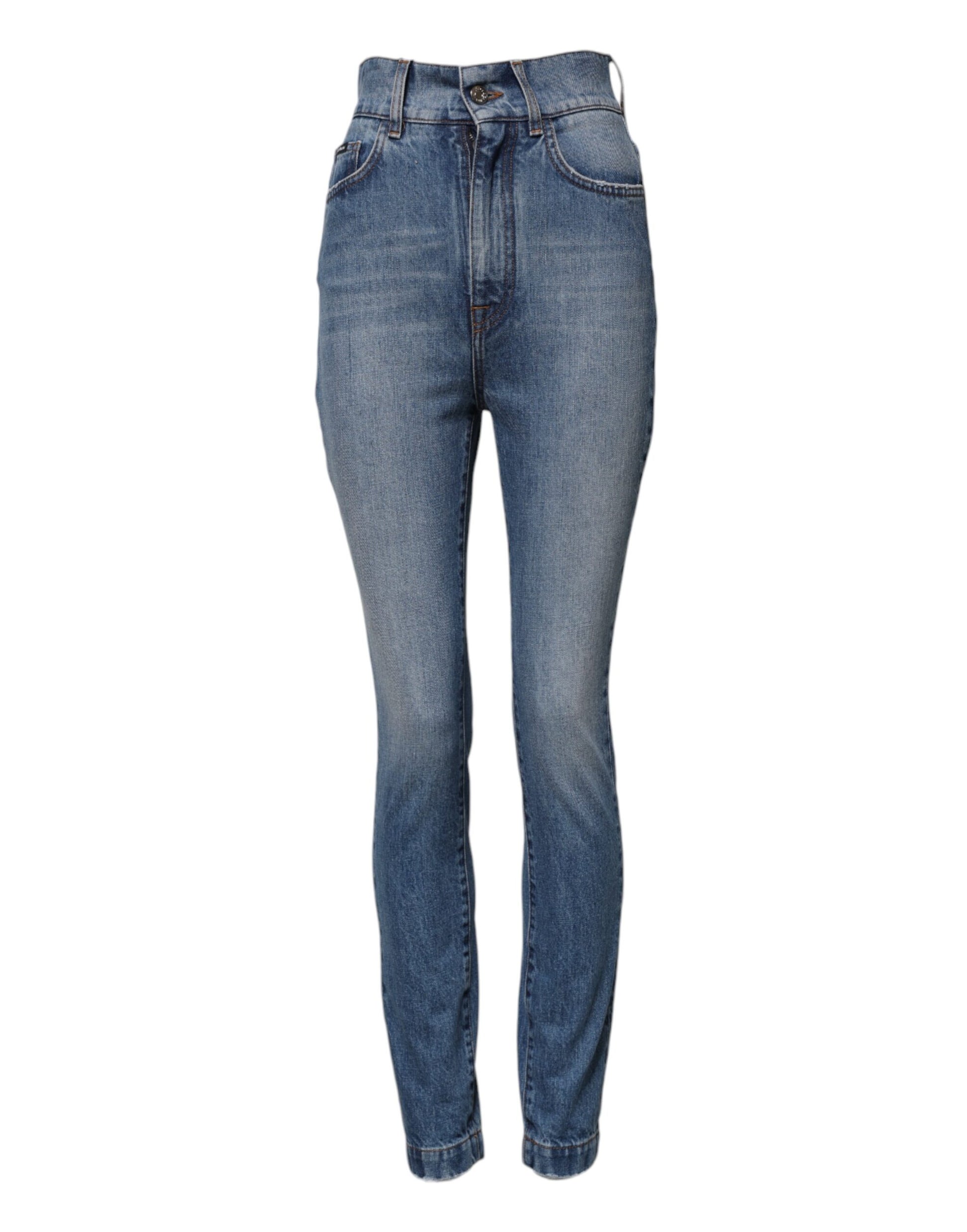 Dolce & Gabbana Blue Washed Skinny High Waist Denim Jeans Dolce & Gabbana