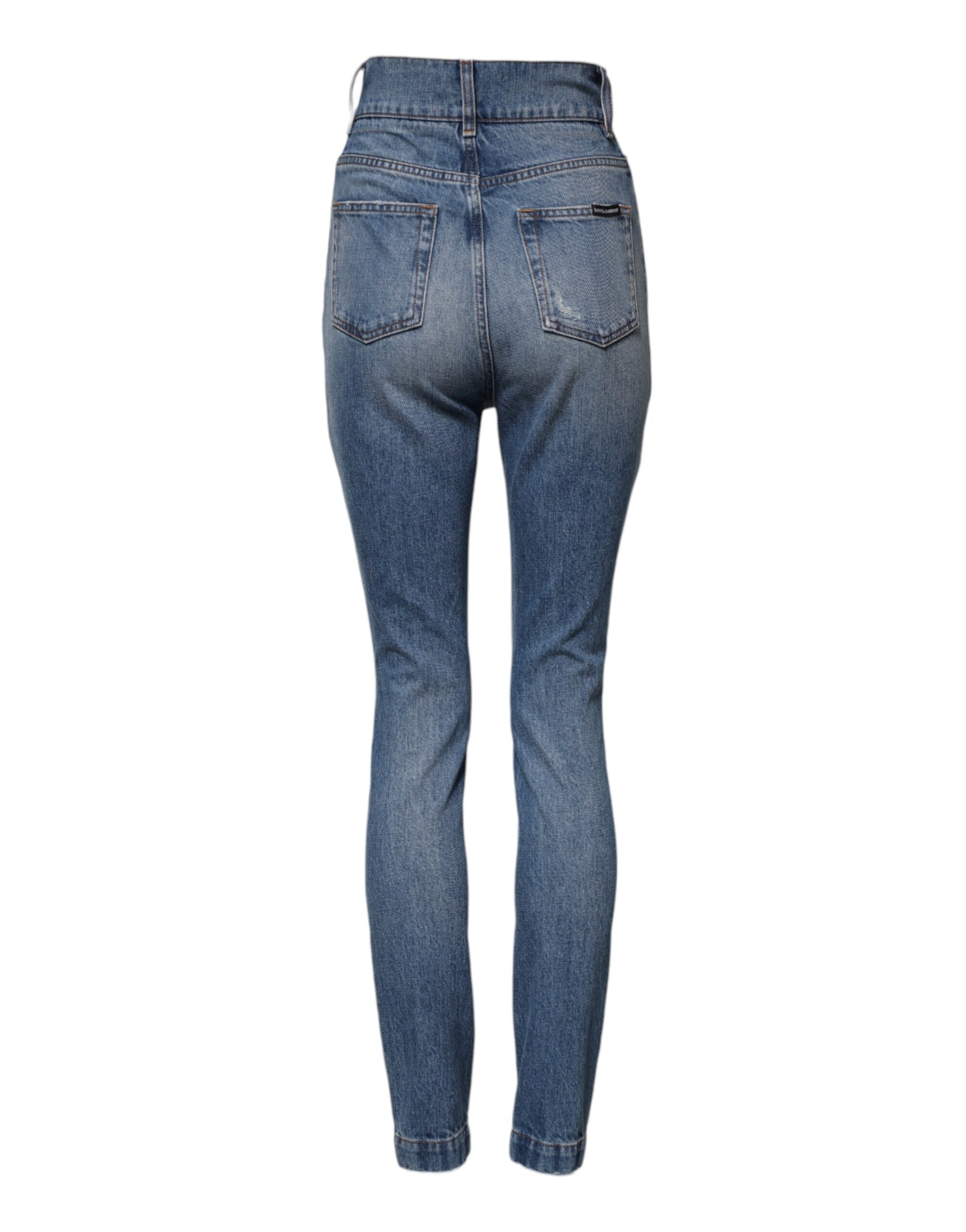 Dolce & Gabbana Blue Washed Skinny High Waist Denim Jeans Dolce & Gabbana