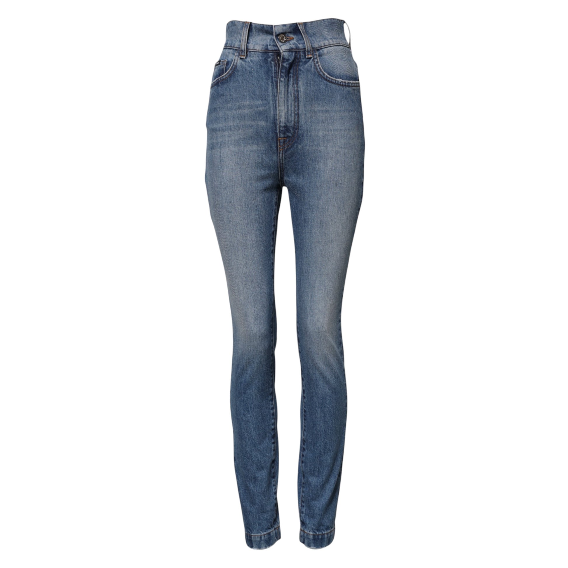 Dolce & Gabbana Blue Washed Skinny High Waist Denim Jeans Dolce & Gabbana