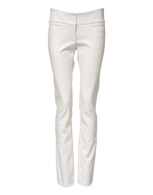 Dolce & Gabbana White Polyurethane High Waist Tapered Pants Dolce & Gabbana