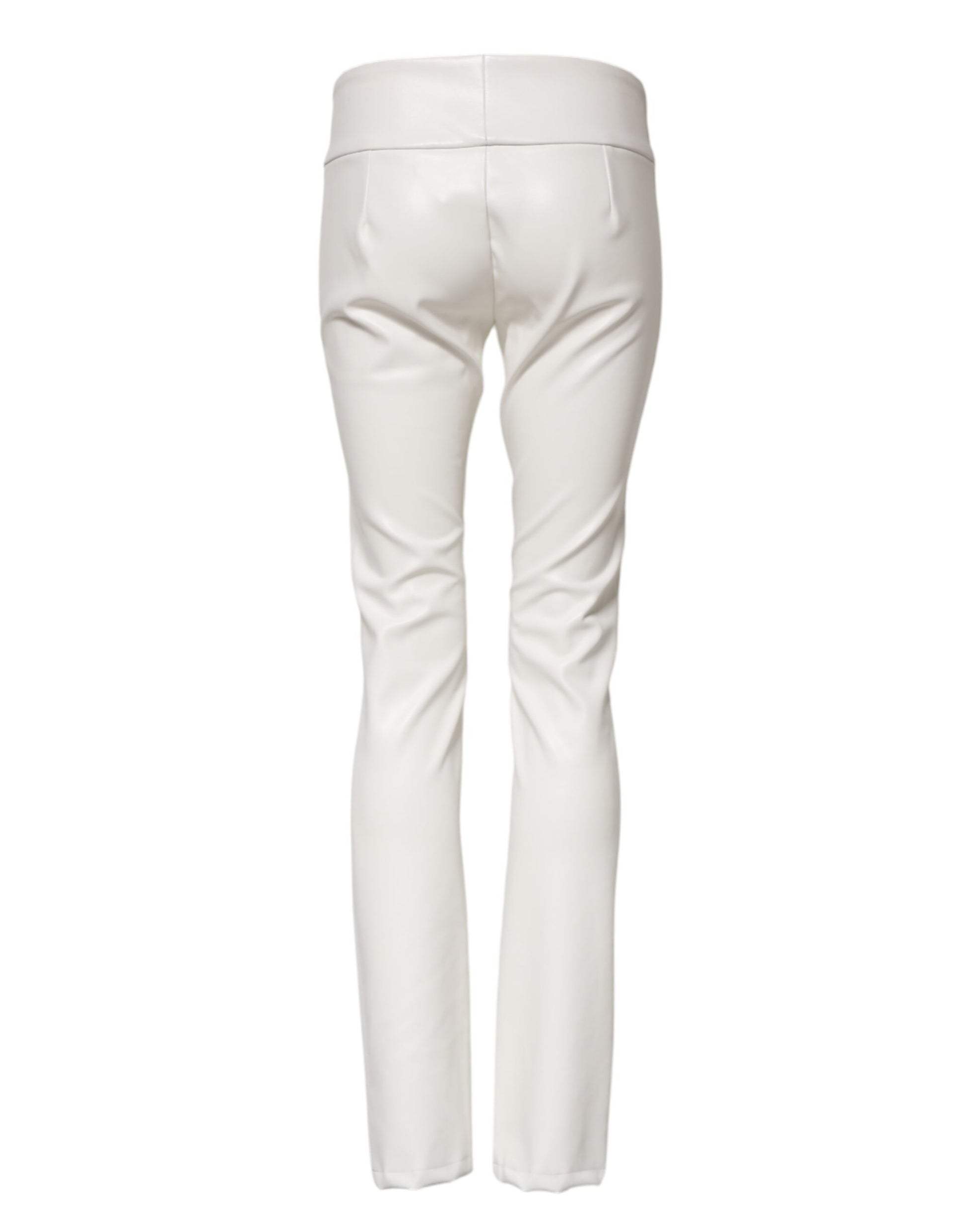 Dolce & Gabbana White Polyurethane High Waist Tapered Pants Dolce & Gabbana