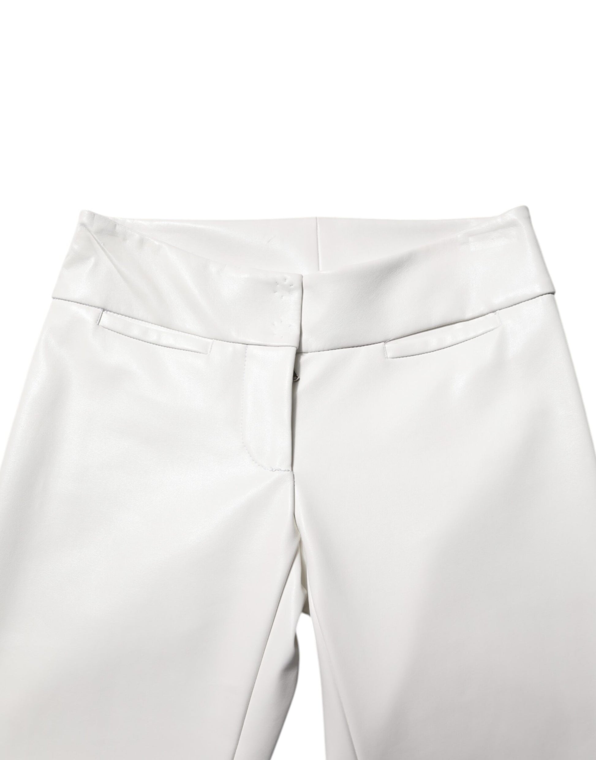 Dolce & Gabbana White Polyurethane High Waist Tapered Pants Dolce & Gabbana