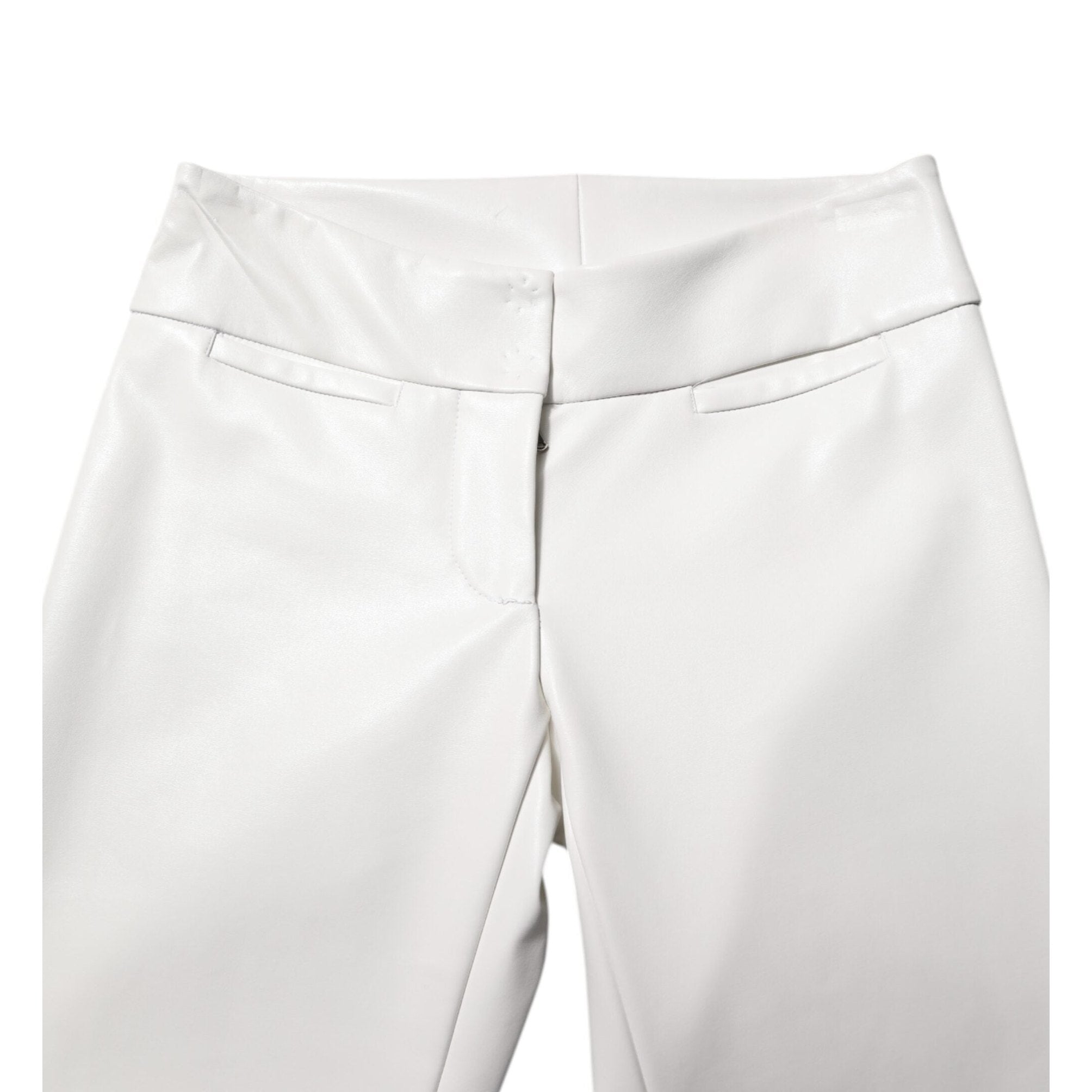 Dolce & Gabbana White Polyurethane High Waist Tapered Pants