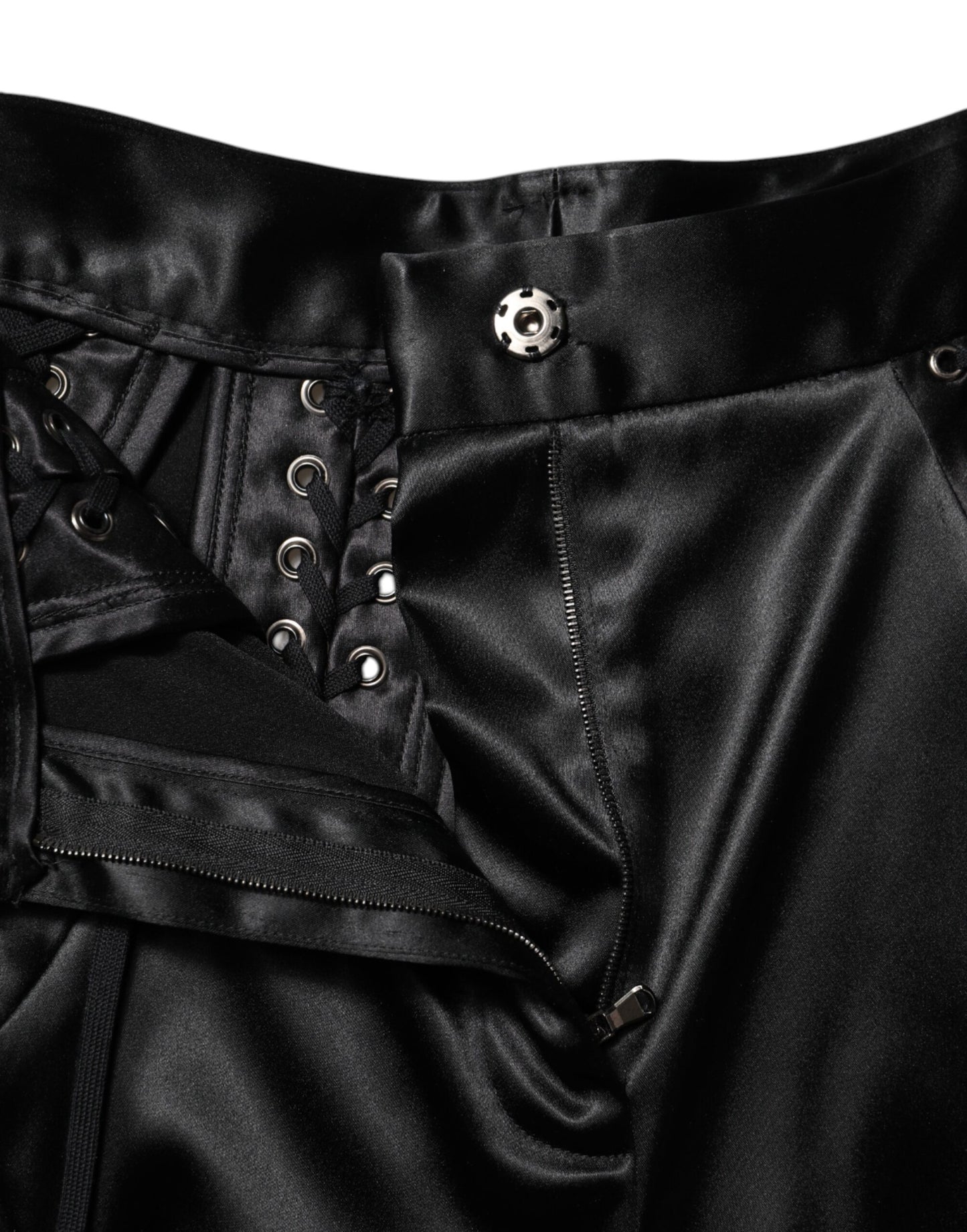 Dolce & Gabbana Black Lace Details High Waist Skinny Pants Dolce & Gabbana