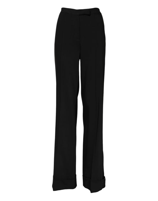 Dolce & Gabbana Black Wool High Waist Flared Pants Dolce & Gabbana