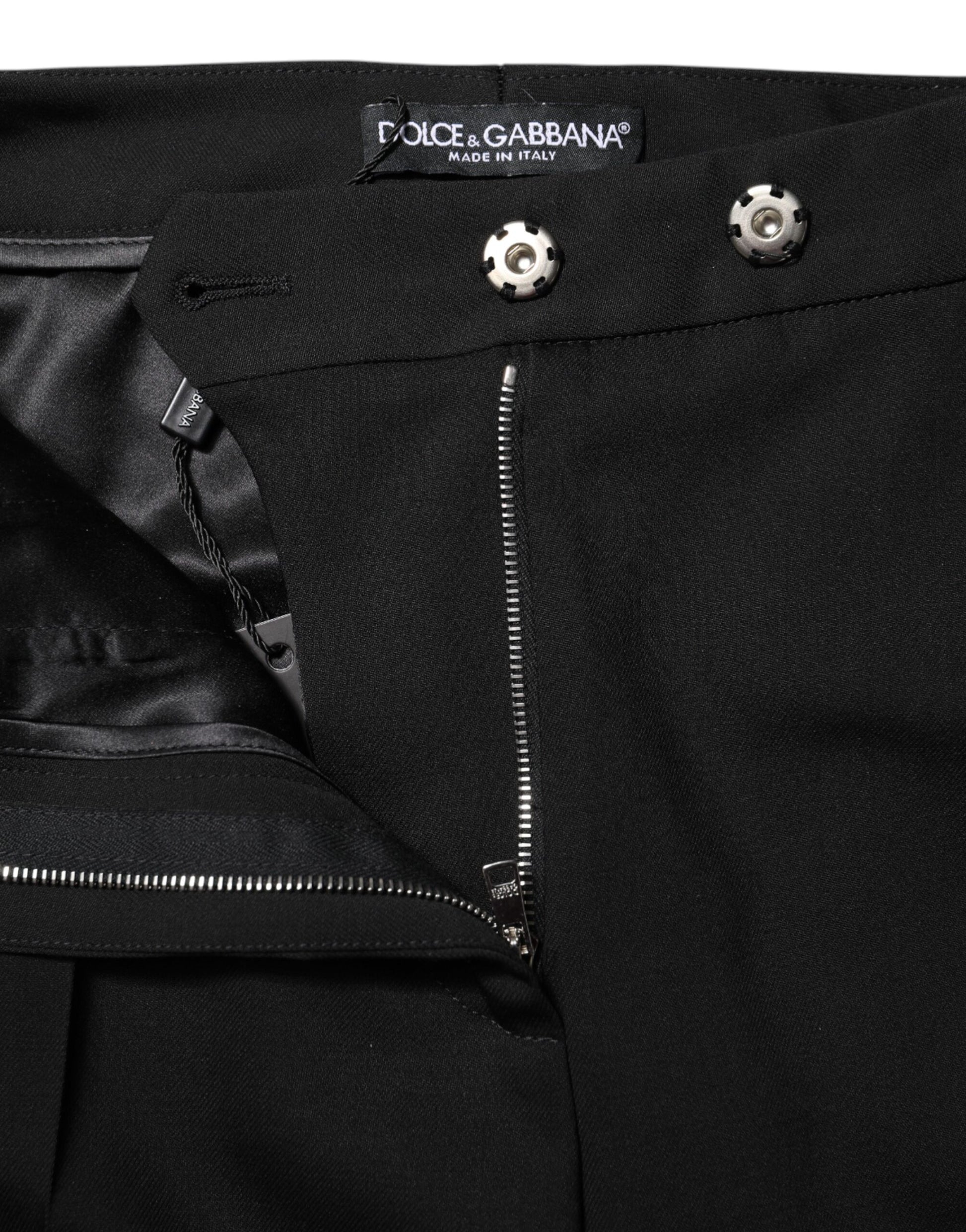 Dolce & Gabbana Black Wool High Waist Flared Pants Dolce & Gabbana
