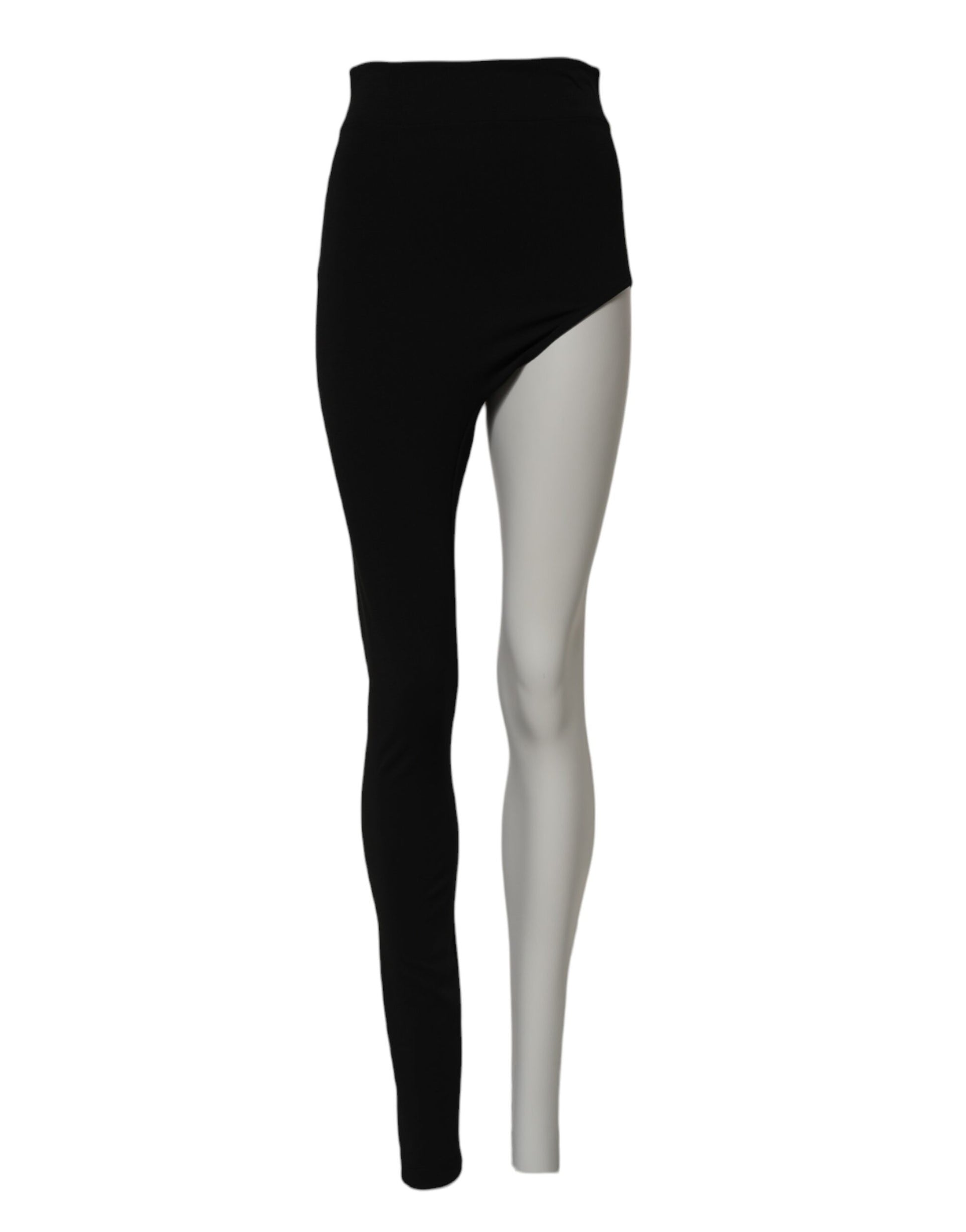 Dolce & Gabbana Black Wool High Waist Single Leg Pants Dolce & Gabbana
