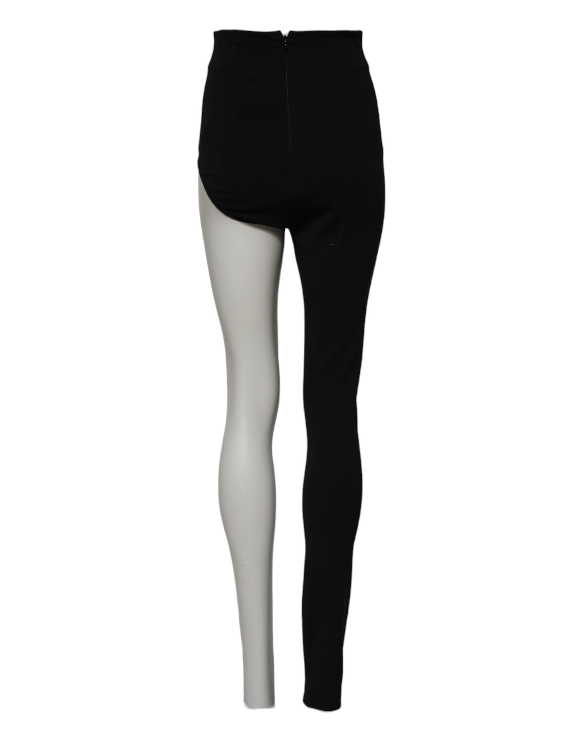 Dolce & Gabbana Black Wool High Waist Single Leg Pants Dolce & Gabbana