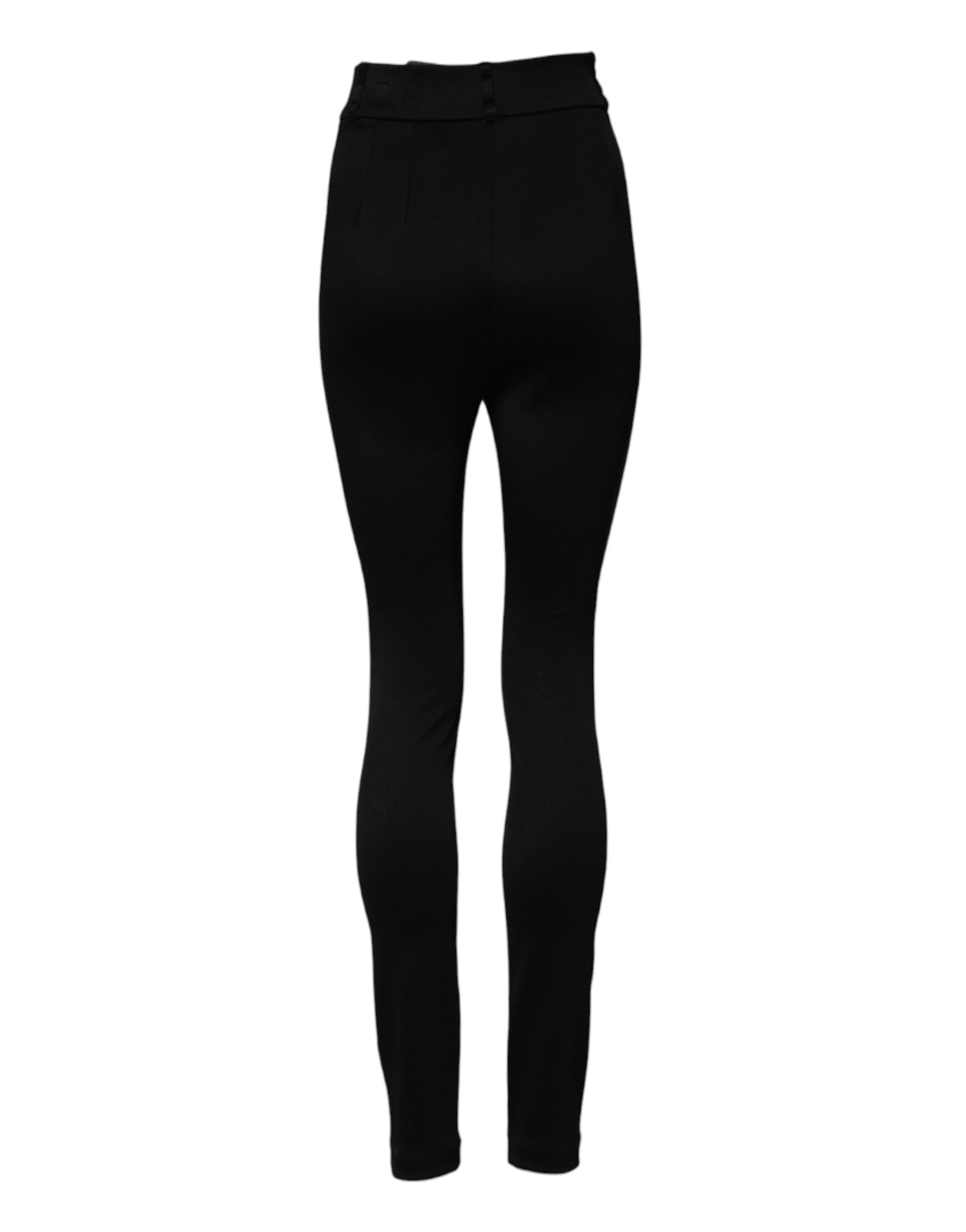 Dolce & Gabbana Black Nylon High Waist Skinny Leggings Pants Dolce & Gabbana