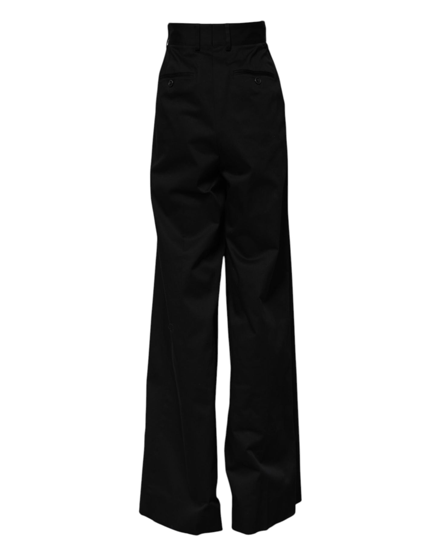 Dolce & Gabbana Black Cotton HighWaist Wide Leg Pants Dolce & Gabbana