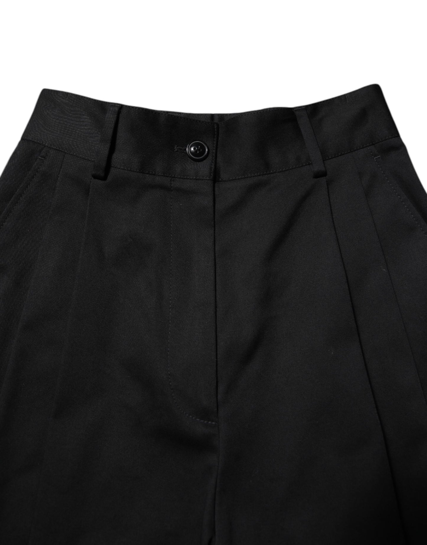 Dolce & Gabbana Black Cotton HighWaist Wide Leg Pants Dolce & Gabbana