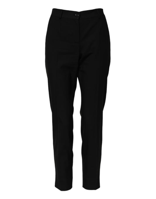 Dolce & Gabbana Black Wool High Waist Tapered Pants Dolce & Gabbana