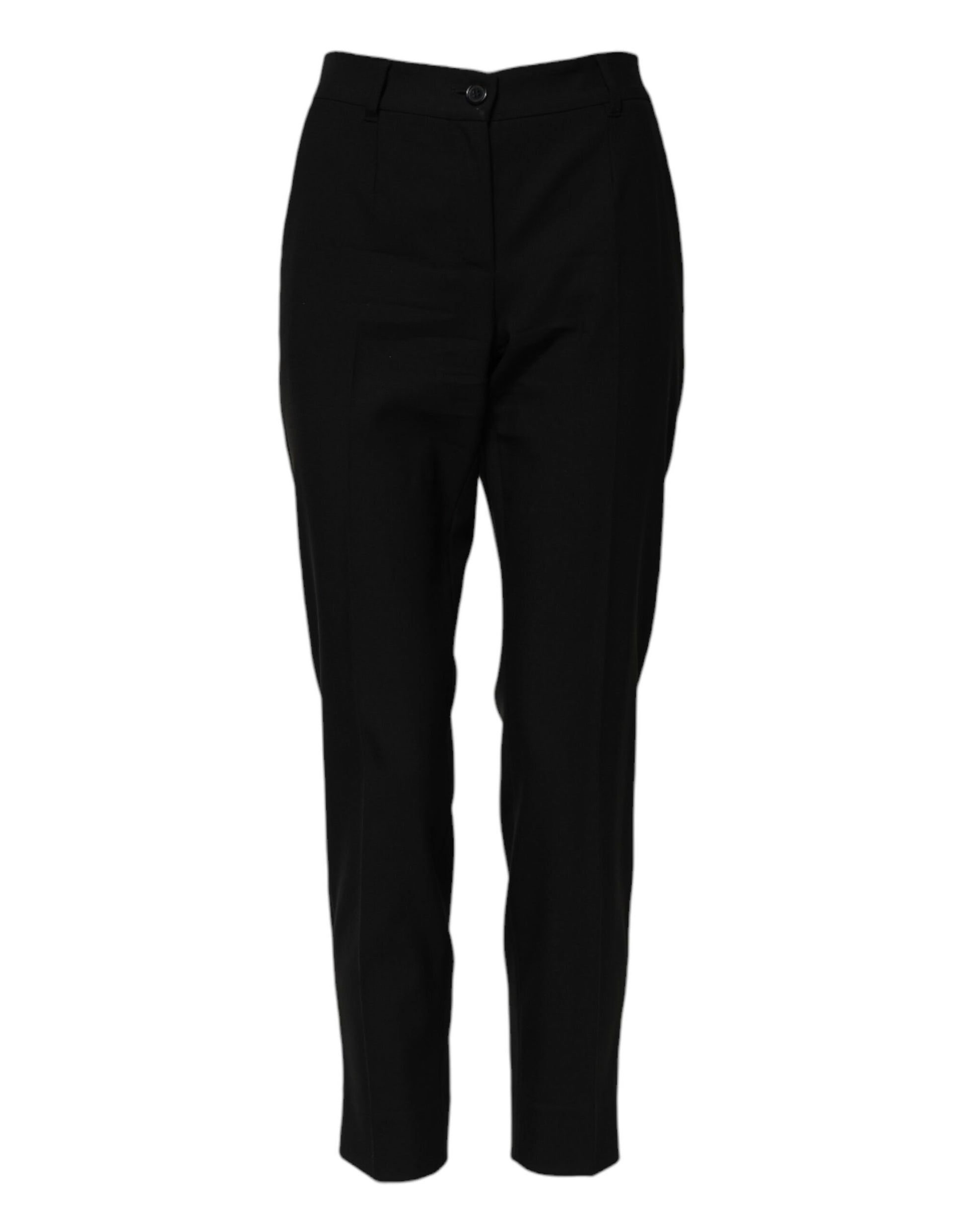 Dolce & Gabbana Black Wool High Waist Tapered Pants Dolce & Gabbana