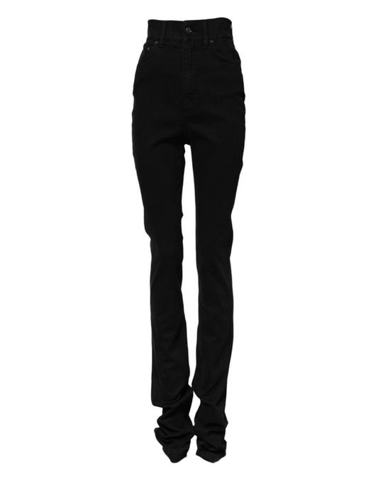 Dolce & Gabbana Black Cotton High Waist Skinny Denim Jeans Dolce & Gabbana