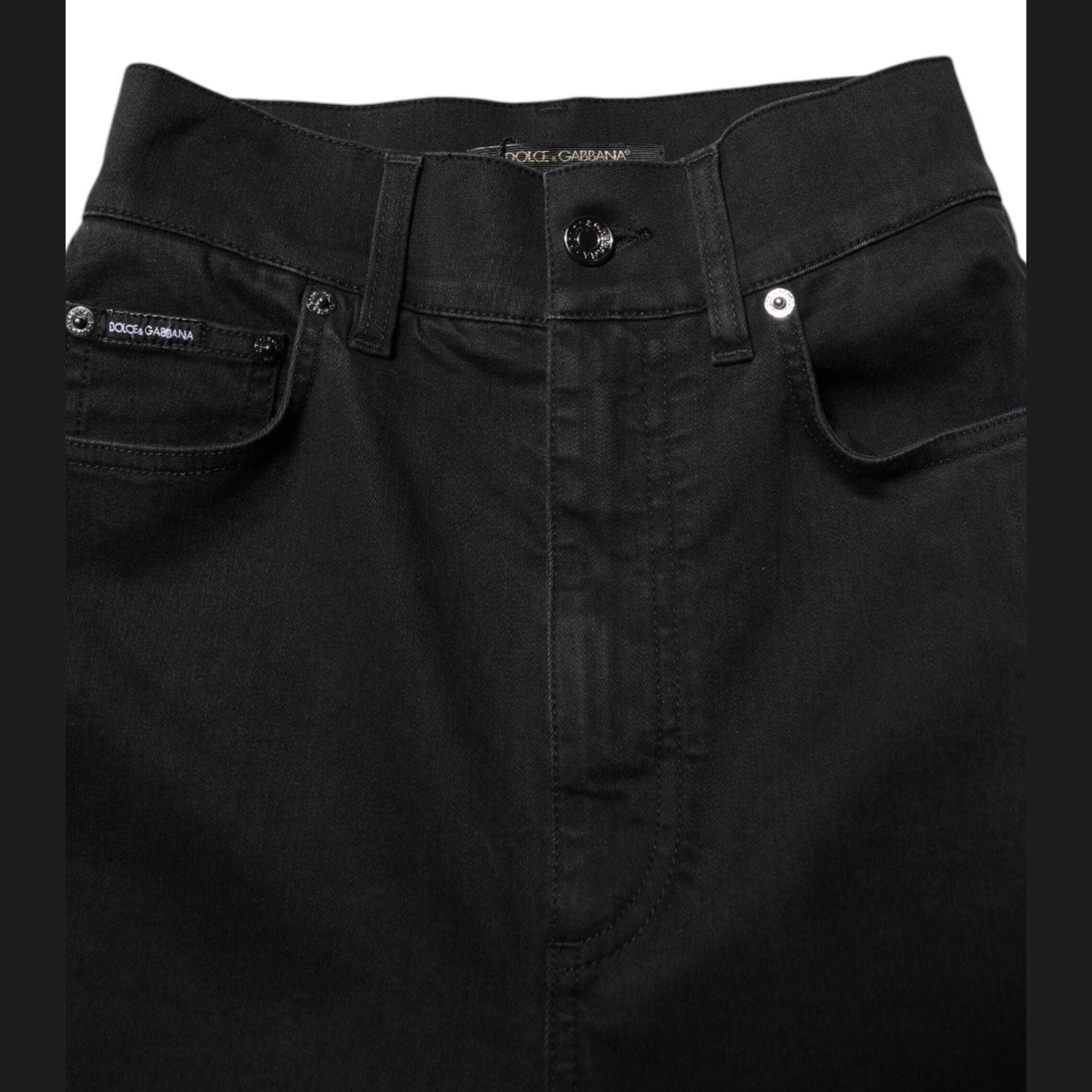 Dolce & Gabbana Black Cotton High Waist Skinny Denim Jeans