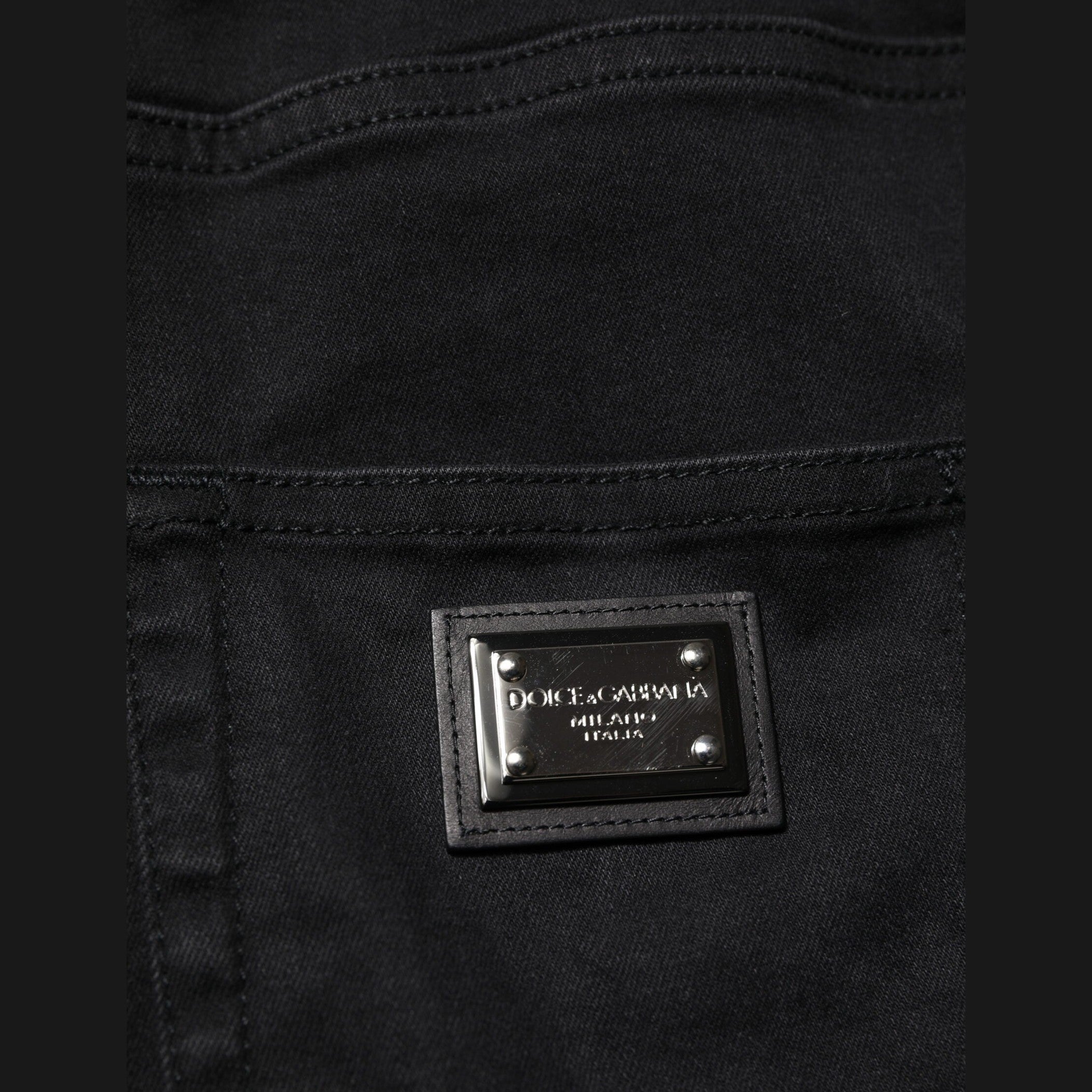 Dolce & Gabbana Black Cotton High Waist Skinny Denim Jeans