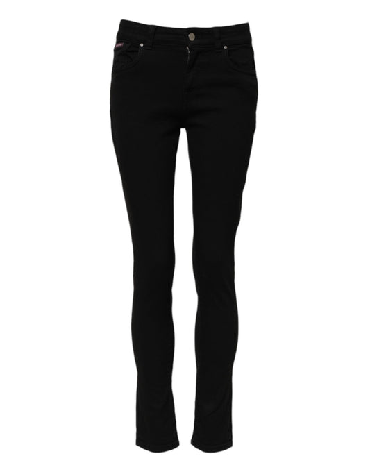 Dolce & Gabbana Black Cotton Skinny Mid Waist Denim Jeans Dolce & Gabbana