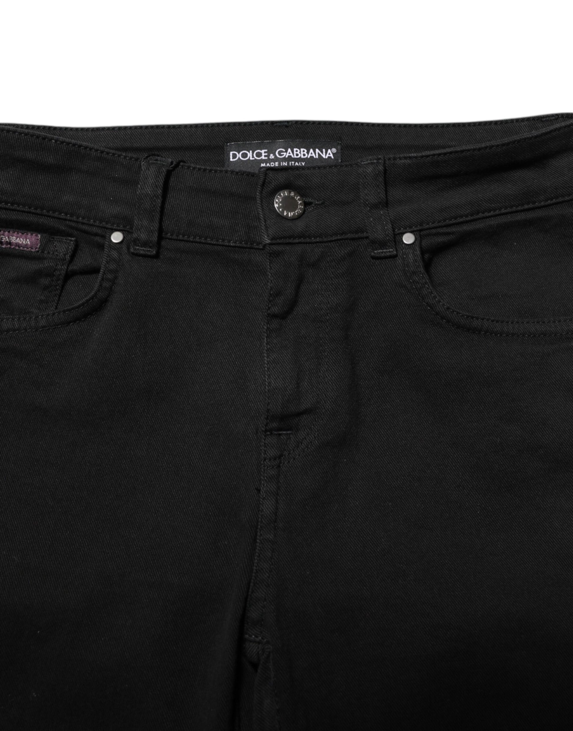 Dolce & Gabbana Black Cotton Skinny Mid Waist Denim Jeans Dolce & Gabbana