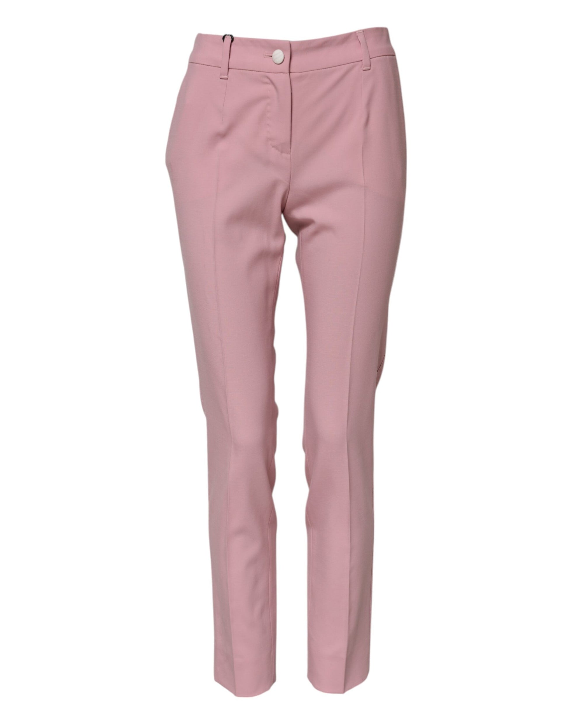 Dolce & Gabbana Pink Wool High Waist Tapered Pants Dolce & Gabbana