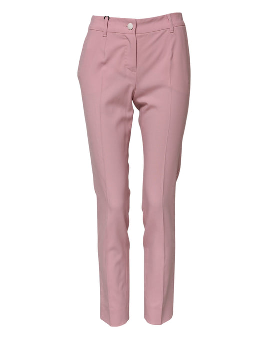 Dolce & Gabbana Pink Wool High Waist Tapered Pants Dolce & Gabbana