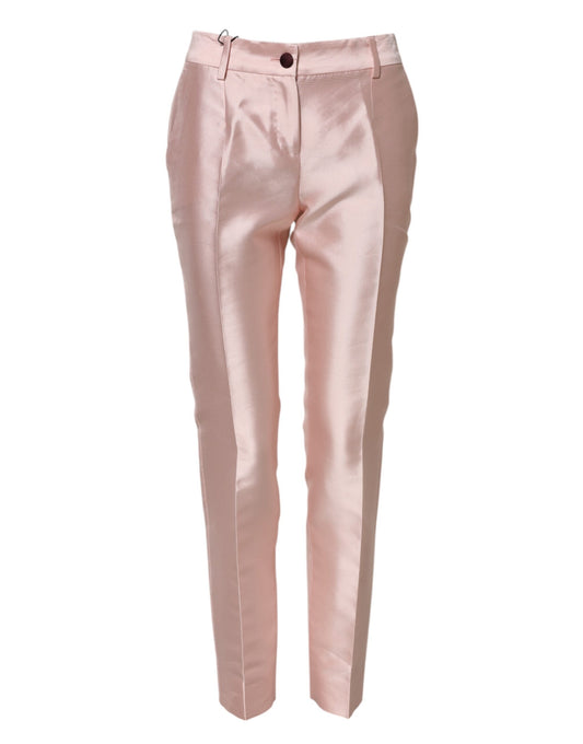 Dolce & Gabbana Pink Satin High Waist Tapered Pants Dolce & Gabbana